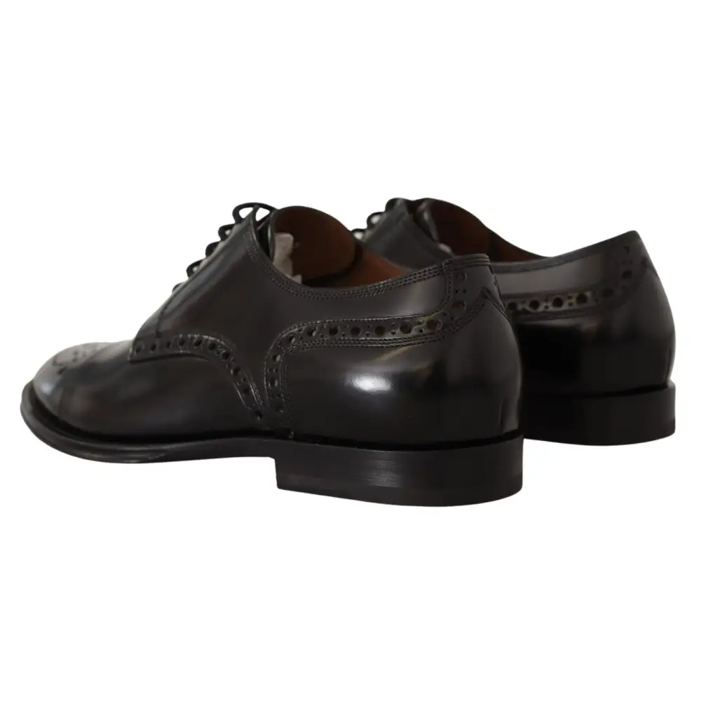 Dolce & Gabbana Schwarzes Leder Wingtip Herrenformal Derby Schuhe - EU39/US6