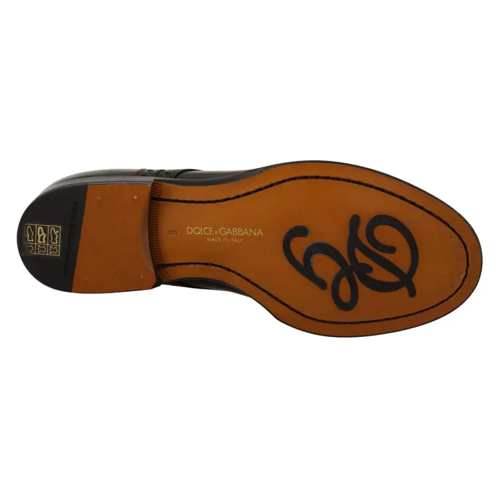 Dolce & Gabbana Schwarzes Leder Wingtip Herrenformal Derby Schuhe - EU39/US6