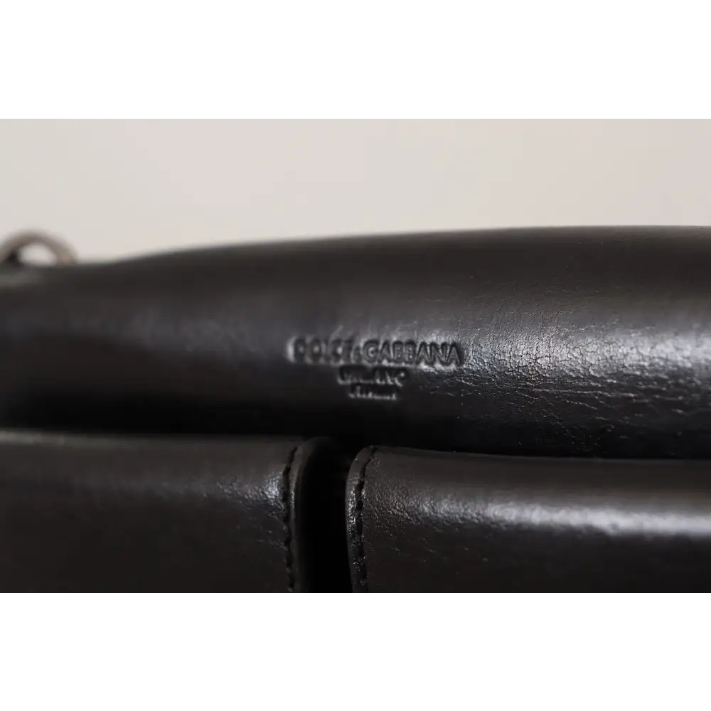 Dolce & Gabbana Schwarzes Lederhandtäschchen Mini Bag Card Bill Wallet