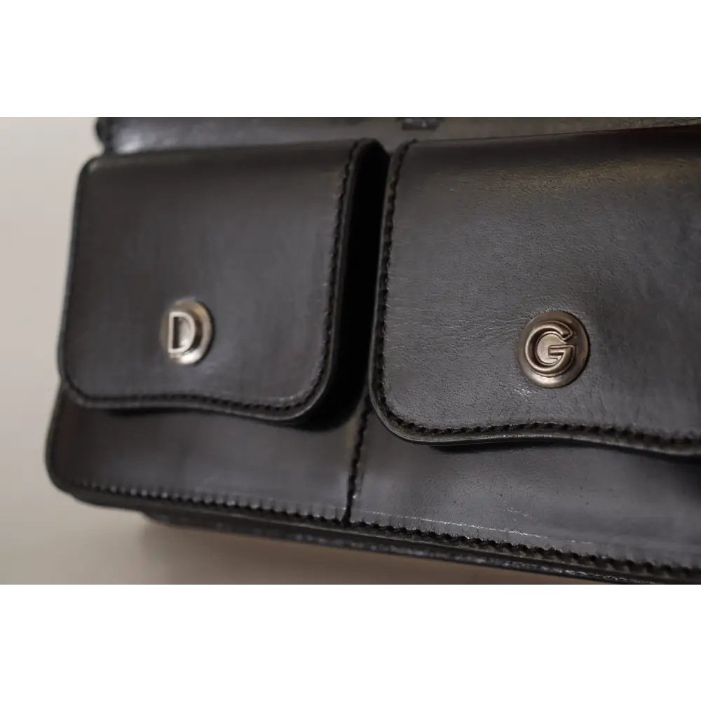 Dolce & Gabbana Schwarzes Lederhandtäschchen Mini Bag Card Bill Wallet