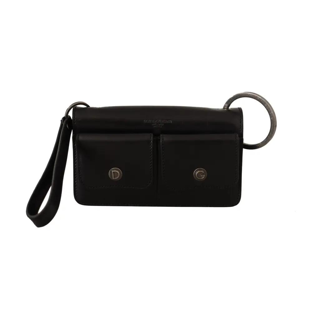 Dolce & Gabbana Schwarzes Lederhandtäschchen Mini Bag Card Bill Wallet