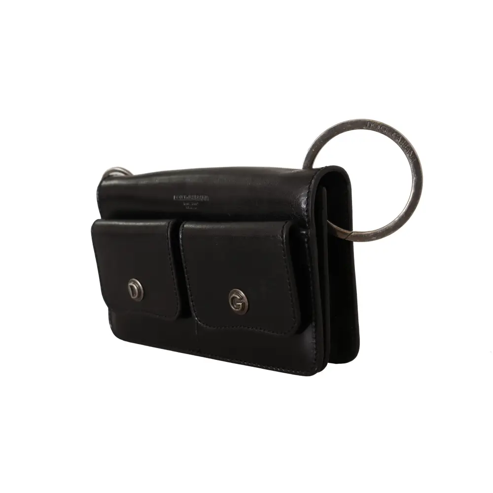 Dolce & Gabbana Schwarzes Lederhandtäschchen Mini Bag Card Bill Wallet