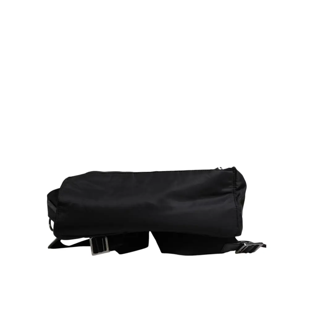 Dolce & Gabbana Schwarzes Logo Tape Polyamid Schule Reise Rucksack Tasche