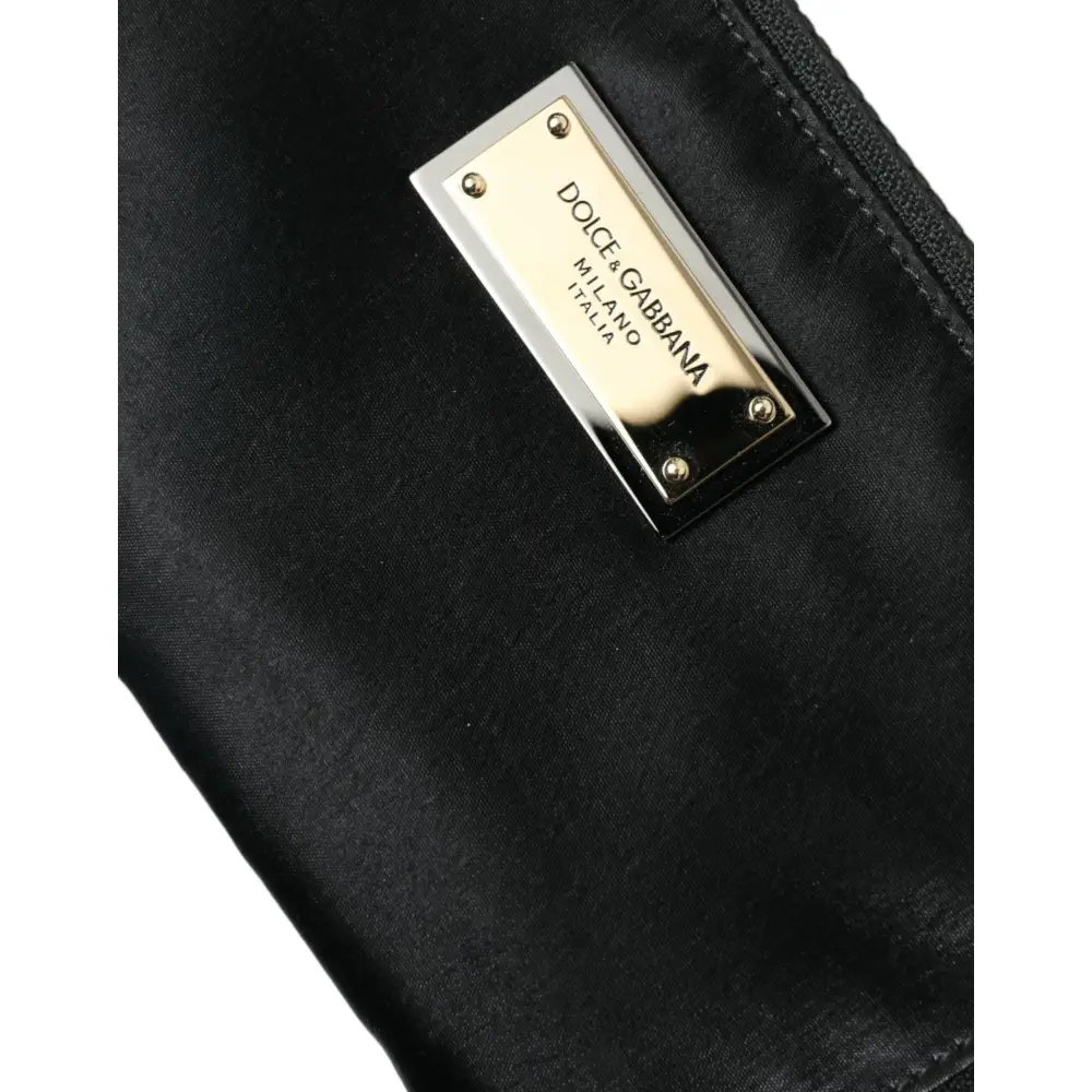 Dolce & Gabbana Schwarzes Nylon Logo Plaque Schlüsselanhänger Tasche Clutch