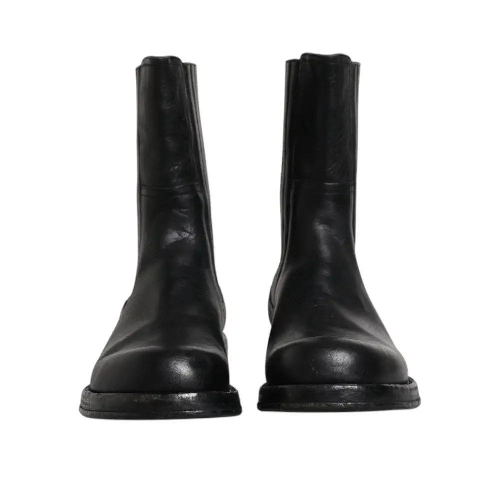 Dolce & Gabbana Schwarzes Pferd Leder Mid Calf Stiefel Schuhe - EU45/US12