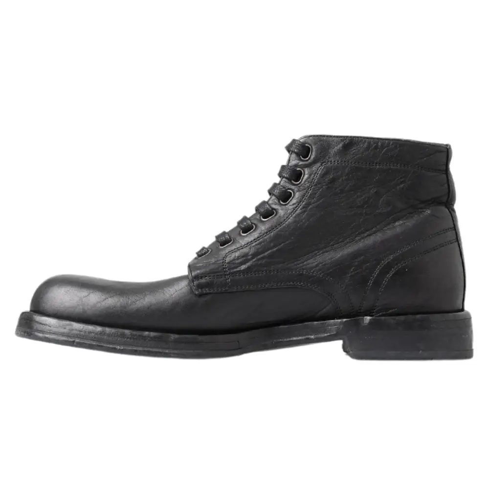 Dolce & Gabbana Schwarzes Pferd Leder Perugino Stiefel