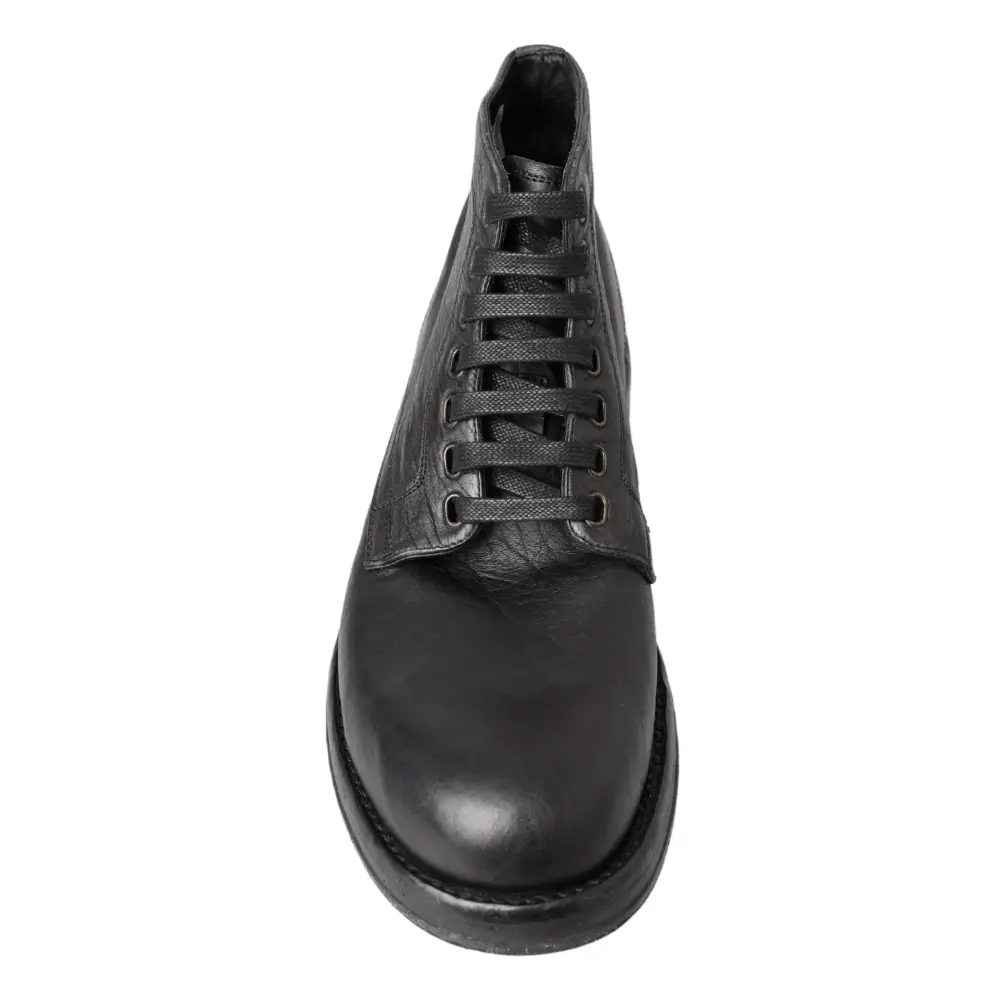 Dolce & Gabbana Schwarzes Pferd Leder Perugino Stiefel