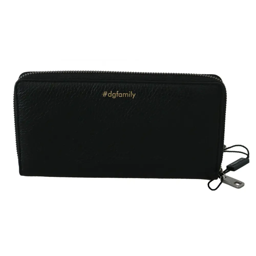 Dolce & Gabbana Schwarzes rotes Leder #DGFAMILY Zipper Continental Geldbörse