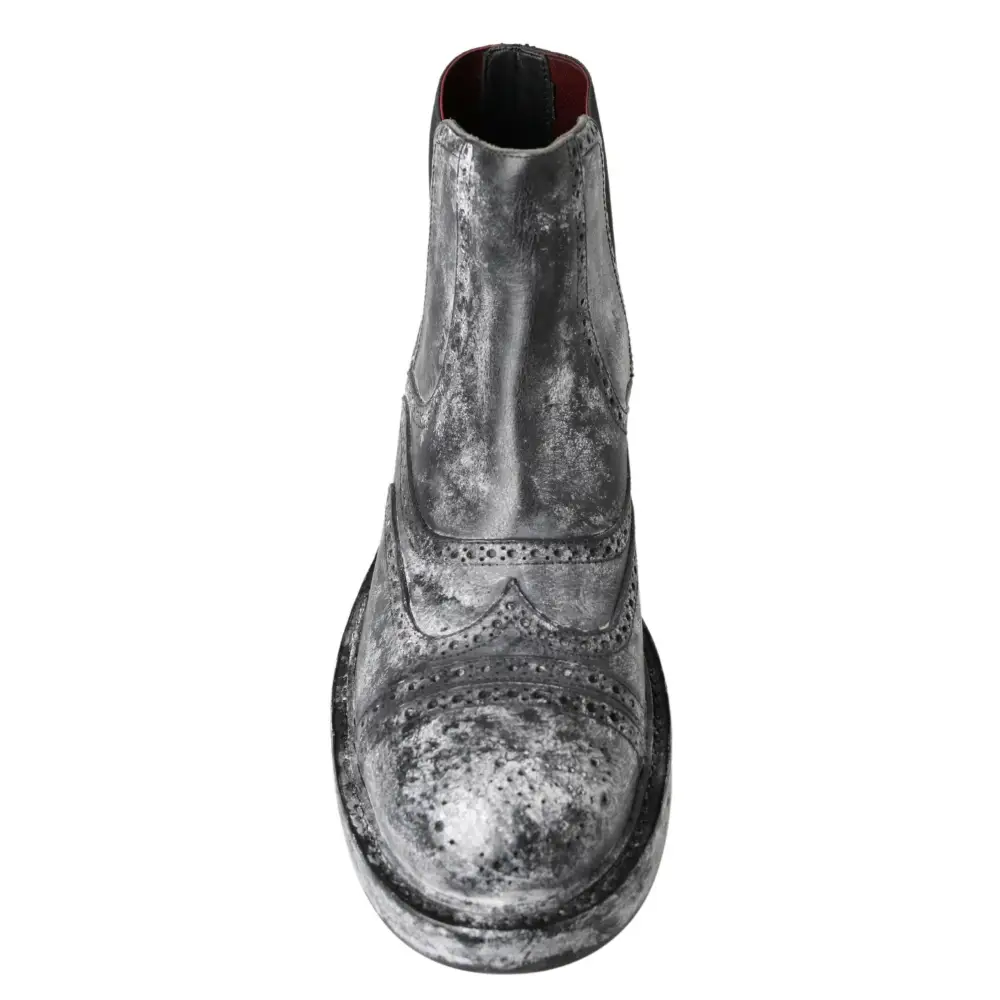 Dolce & Gabbana Schwarzgraue Lederstiefeletten - EU39/US6