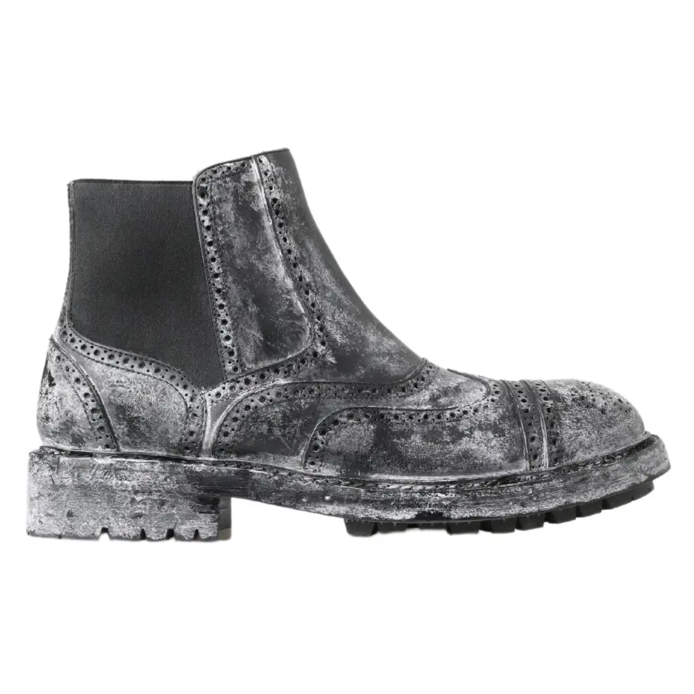 Dolce & Gabbana Schwarzgraue Lederstiefeletten - EU39/US6