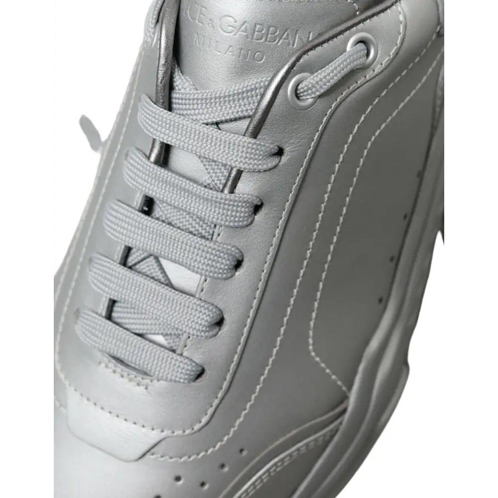 Dolce & Gabbana Silber DAYMASTER Leder Männer Casual Turnschuhe Schuhe - EU40/US7