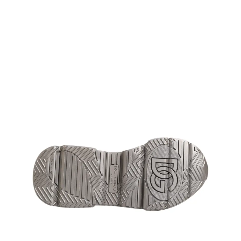 Dolce & Gabbana Silber DAYMASTER Leder Männer Turnschuhe Schuhe