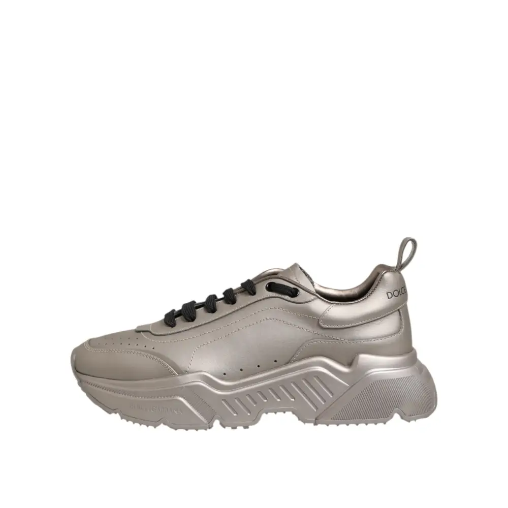 Dolce & Gabbana Silber DAYMASTER Leder Männer Turnschuhe Schuhe