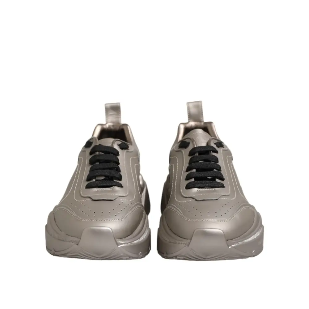 Dolce & Gabbana Silber DAYMASTER Leder Männer Turnschuhe Schuhe