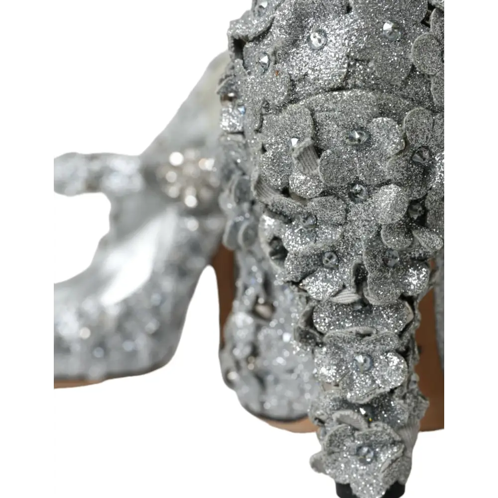 Dolce & Gabbana Silber Floral Kristall Mary Jane Pumps Schuhe - EU36/US5.5