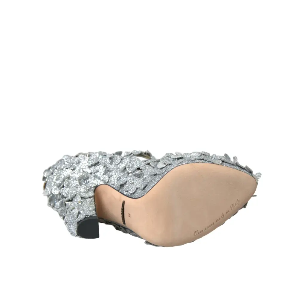 Dolce & Gabbana Silber Floral Kristall Mary Jane Pumps Schuhe - EU36/US5.5