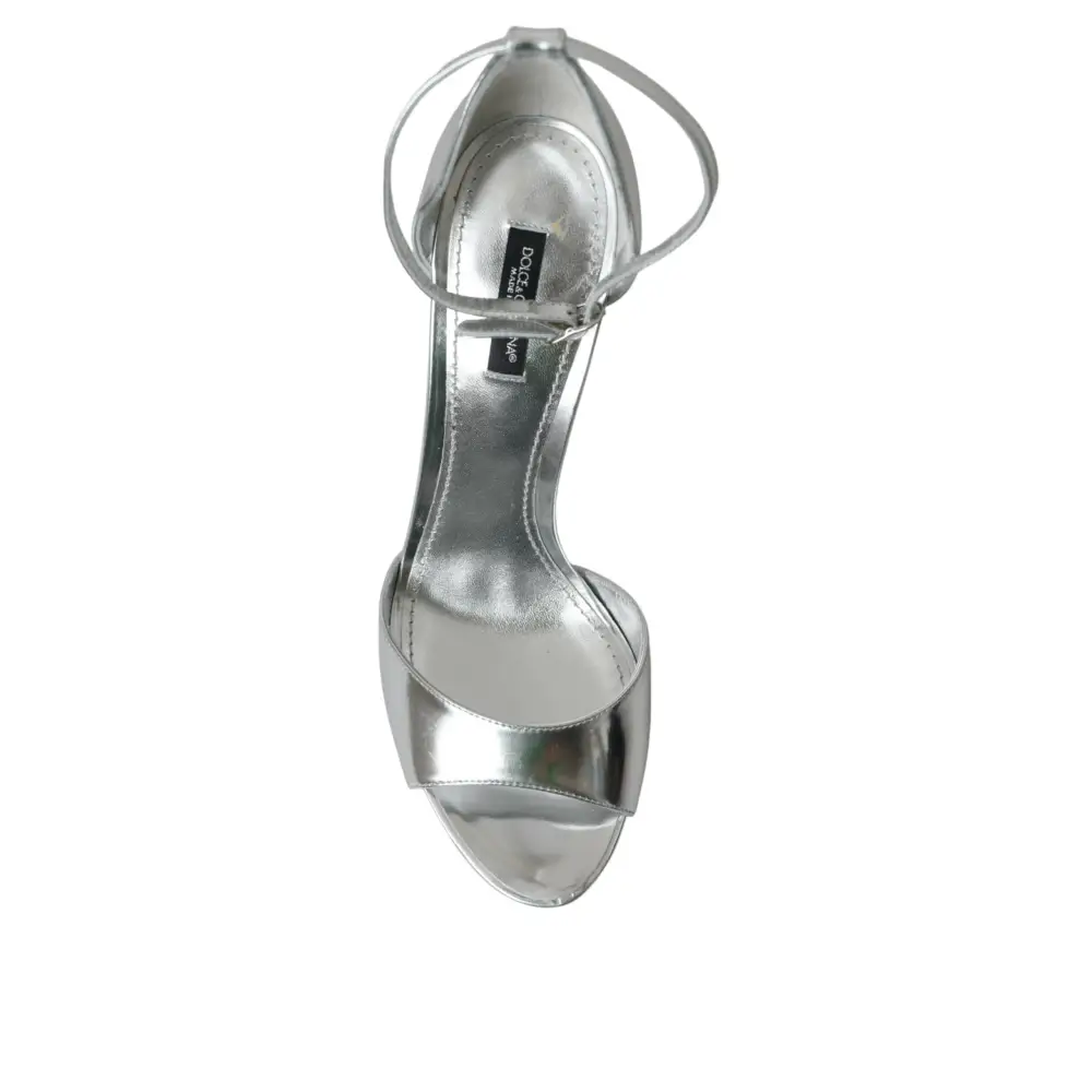 Dolce & Gabbana Silber KEIRA Leder Heels Sandalen Schuhe - EU40/US9.5