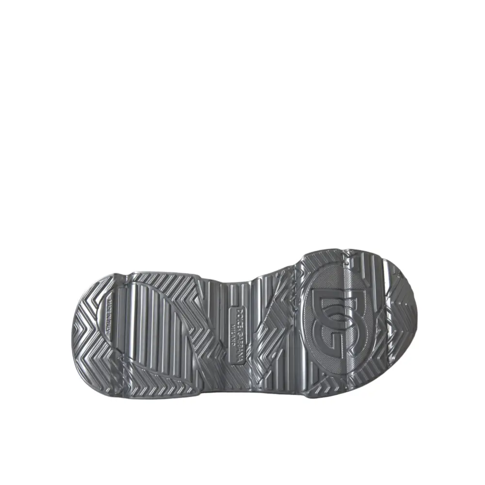 Dolce & Gabbana Silber schillernde DAYMASTER Leder Sneakers Schuhe - EU39/US8.5