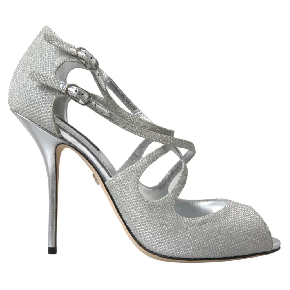 Dolce & Gabbana Silber schimmert Sandalen Absatz Pumps Schuhe