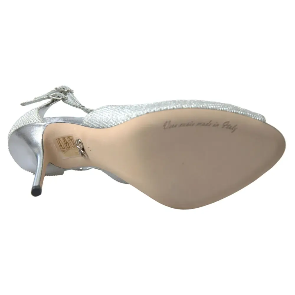 Dolce & Gabbana Silber schimmert Sandalen Absatz Pumps Schuhe