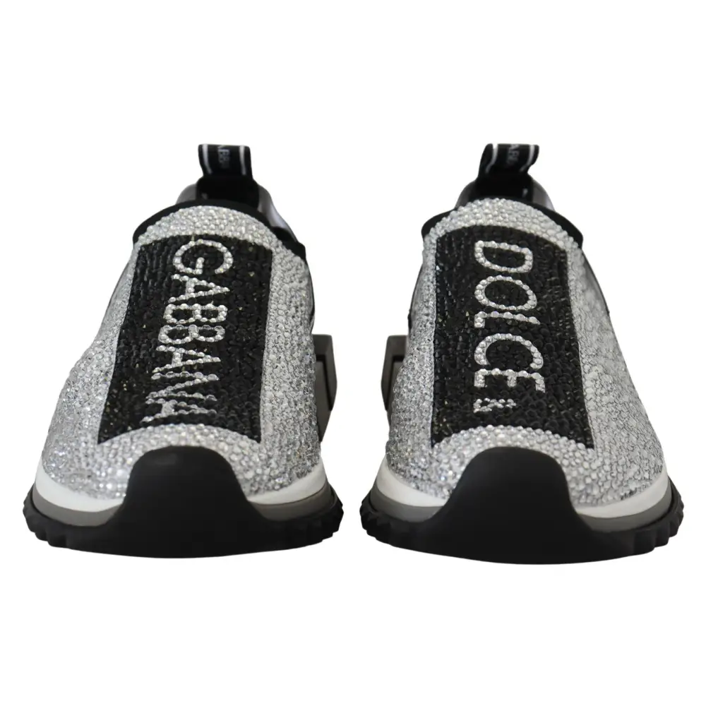 Dolce & Gabbana Silber Strass Sorrento Turnschuhe Schuhe