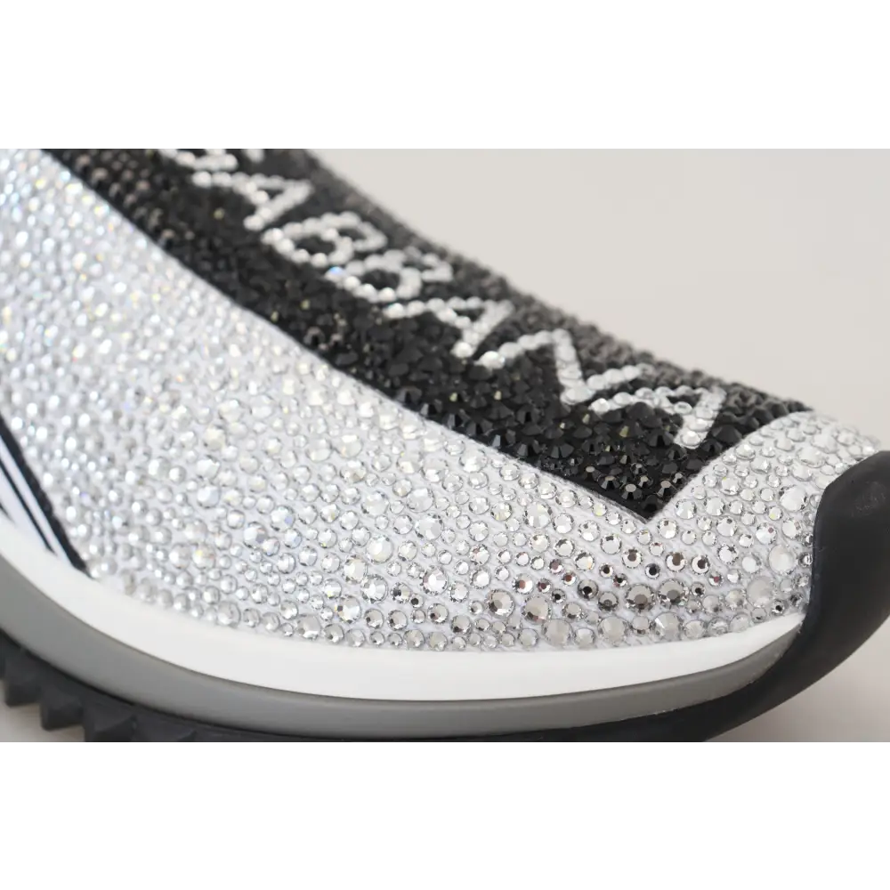 Dolce & Gabbana Silber Strass Sorrento Turnschuhe Schuhe