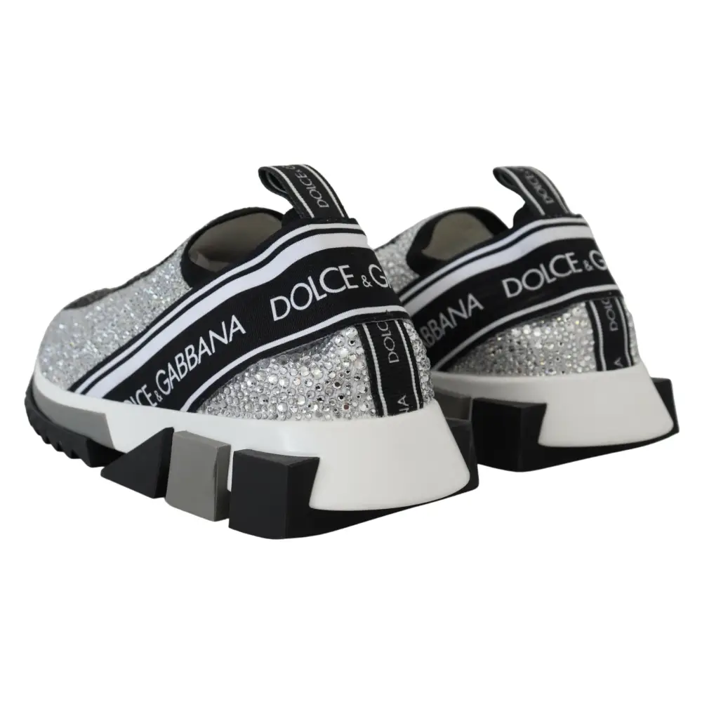 Dolce & Gabbana Silber Strass Sorrento Turnschuhe Schuhe