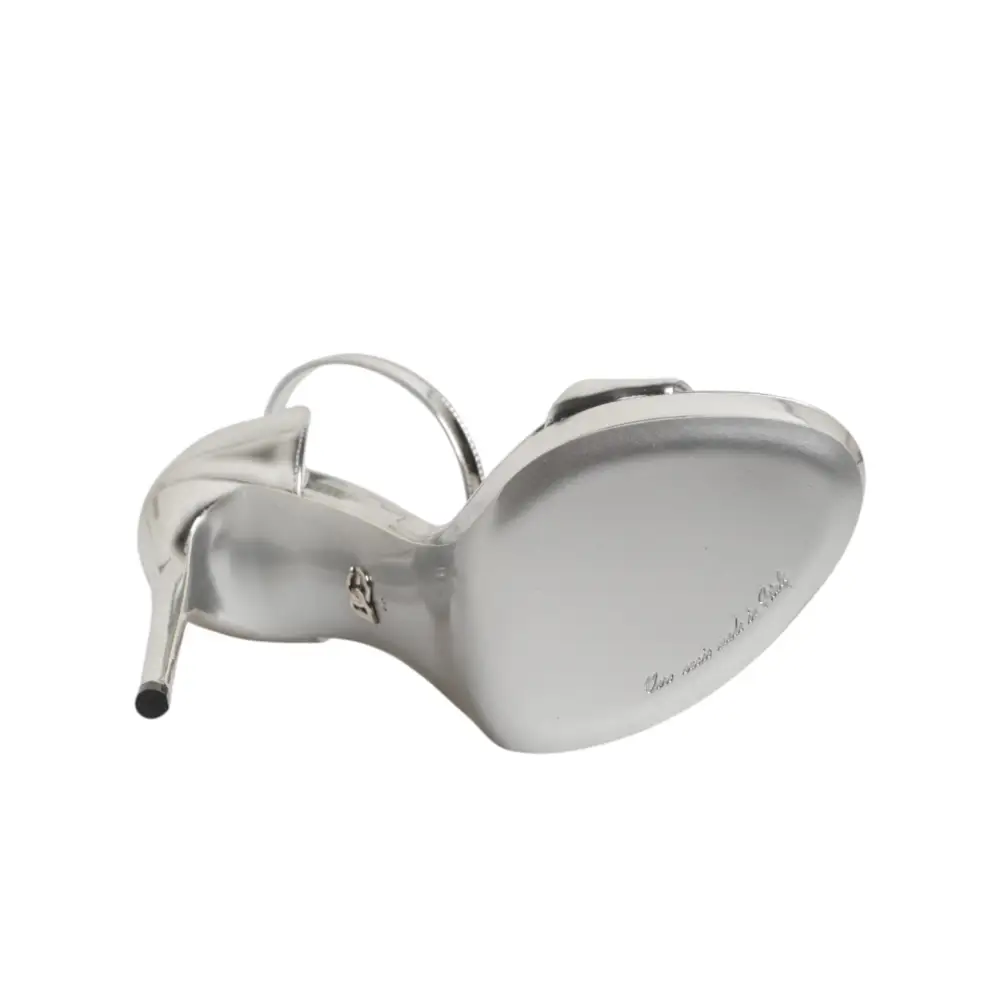 Dolce & Gabbana Silberne Leder-Plateau-Sandalen Keira