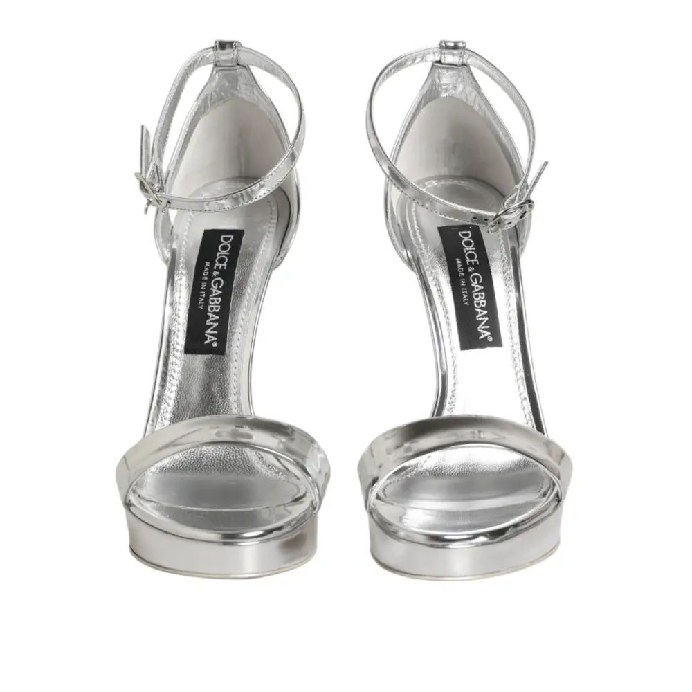Dolce & Gabbana Silberne Leder-Plateau-Sandalen Keira