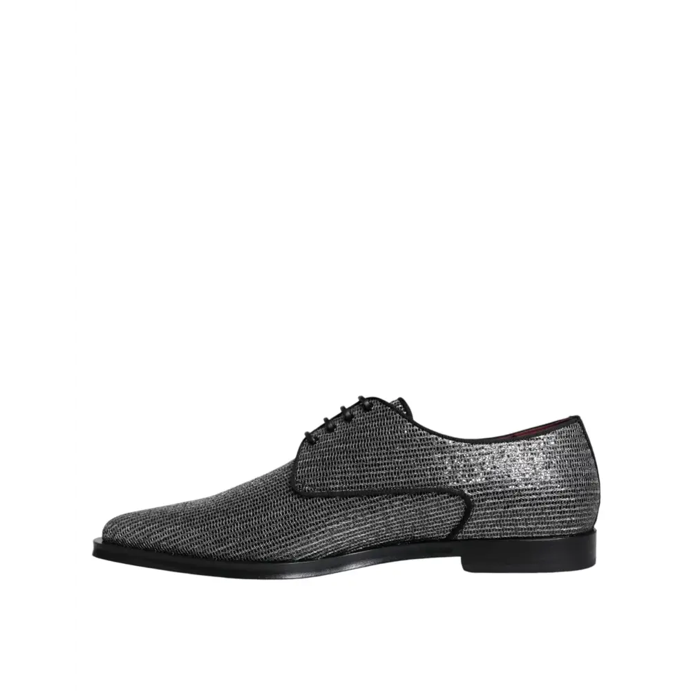 Dolce & Gabbana Silberne Polyurethan-Derby-Schuhe für formelle Anlässe - EU43/US10