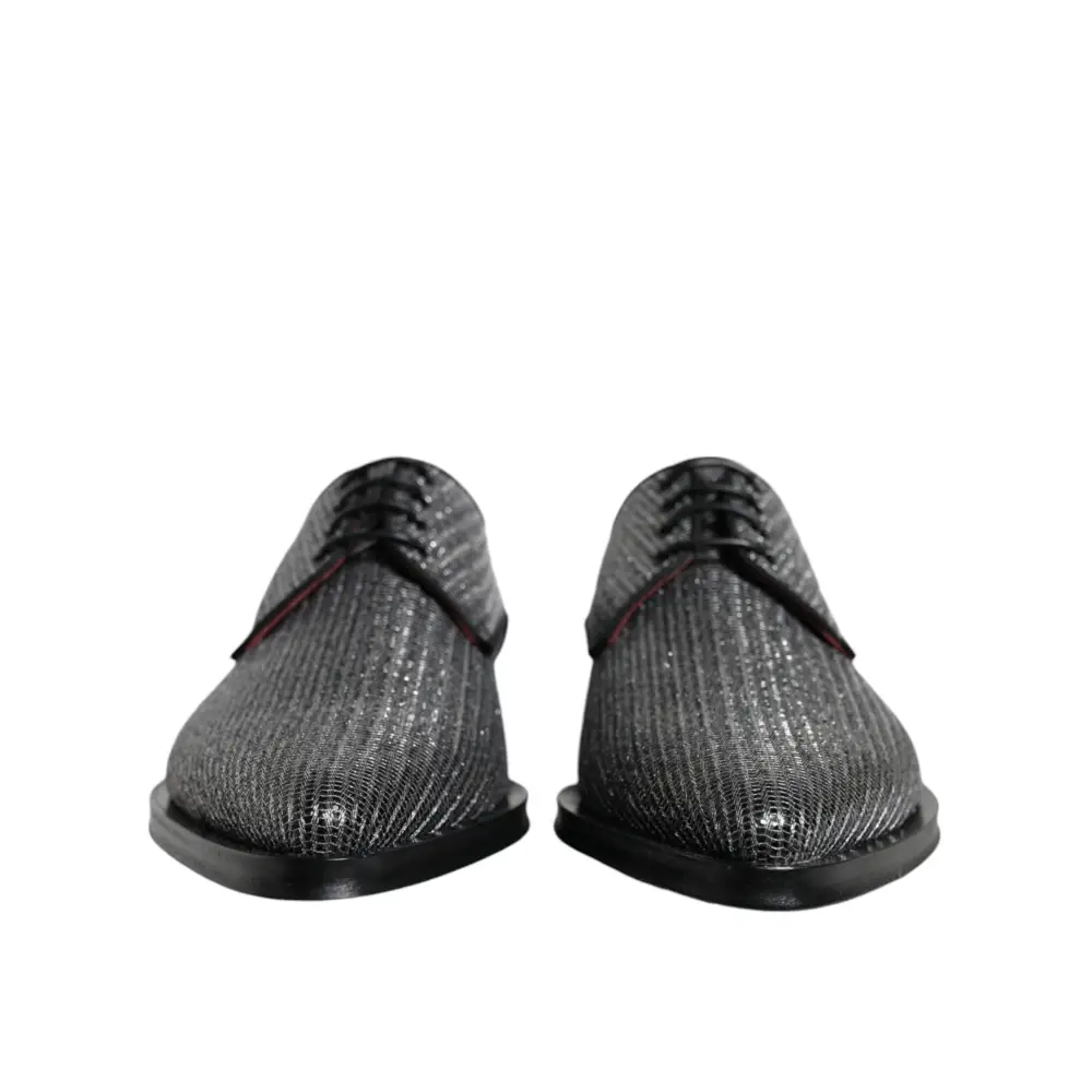 Dolce & Gabbana Silberne Polyurethan-Derby-Schuhe für formelle Anlässe - EU43/US10