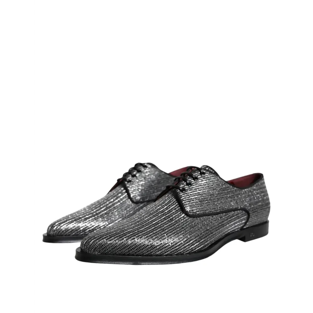 Dolce & Gabbana Silberne Polyurethan-Derby-Schuhe für formelle Anlässe - EU43/US10