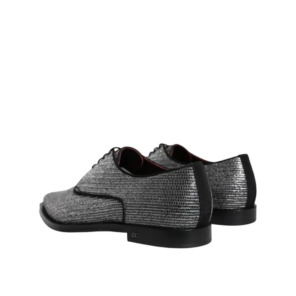 Dolce & Gabbana Silberne Polyurethan-Derby-Schuhe für formelle Anlässe - EU43/US10
