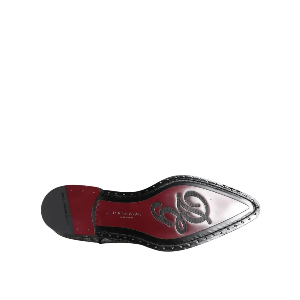 Dolce & Gabbana Silberne Polyurethan-Derby-Schuhe für formelle Anlässe - EU43/US10