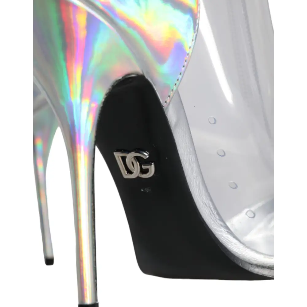 Dolce & Gabbana Silberne schillernde PVC spitze kurze Stiefel Schuhe