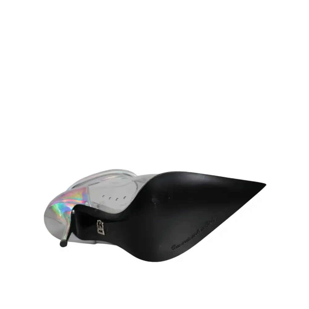 Dolce & Gabbana Silberne schillernde PVC spitze kurze Stiefel Schuhe