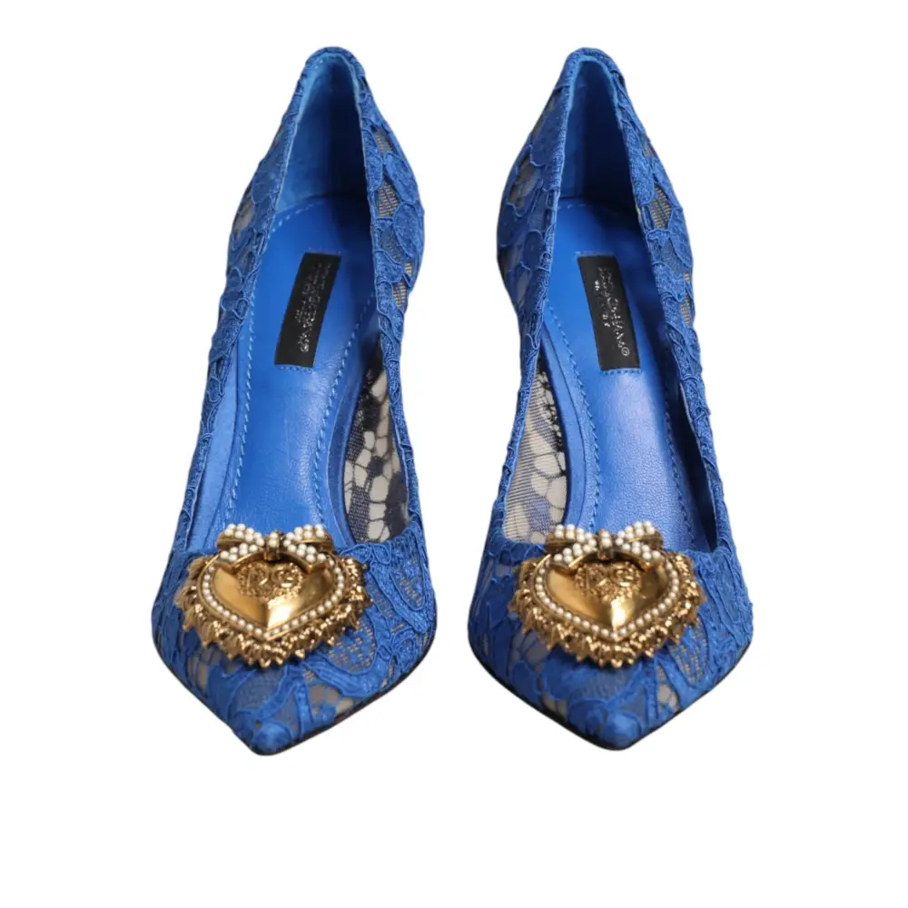 Dolce & Gabbana Taormina-Spitze DEVOTION Pumps in Blau