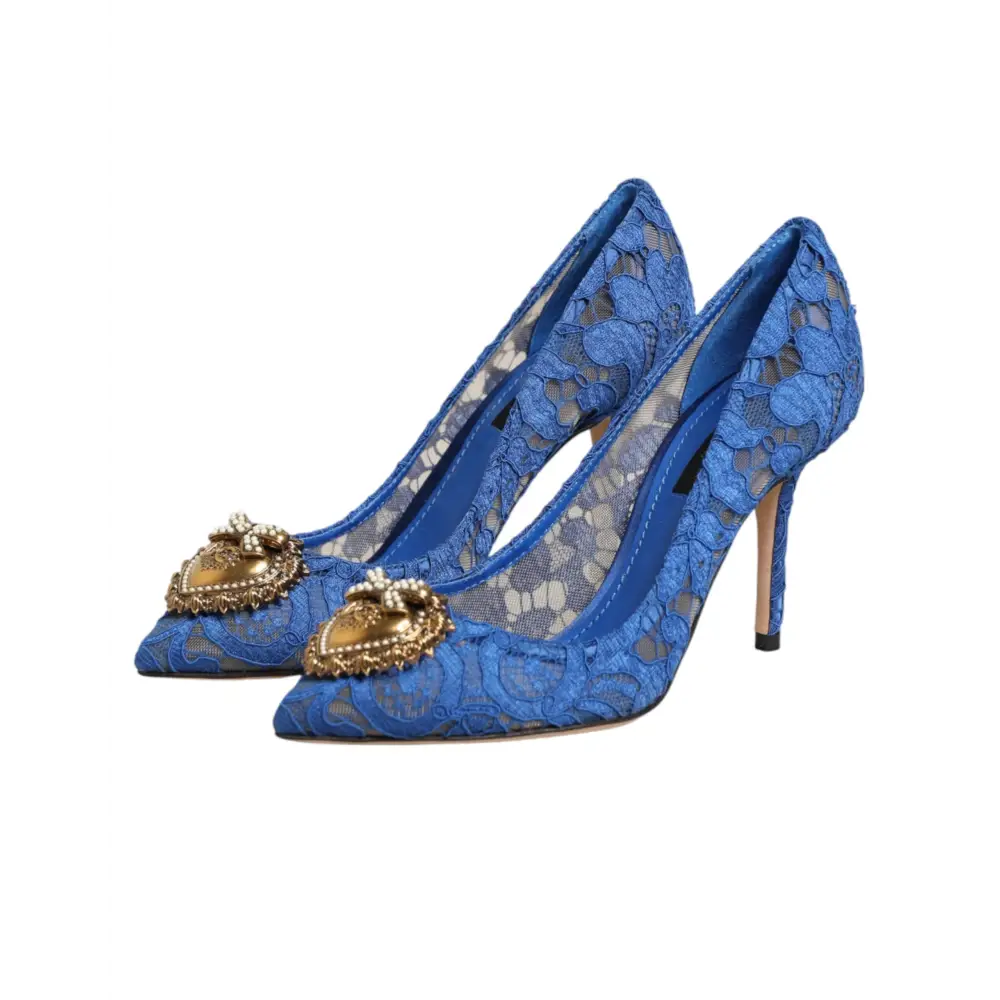 Dolce & Gabbana Taormina-Spitze DEVOTION Pumps in Blau