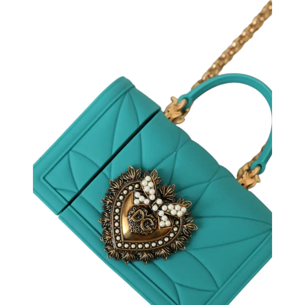 Dolce & Gabbana Türkis Silikon Hingabe Herz Abdeckung Tasche Airpods Fall