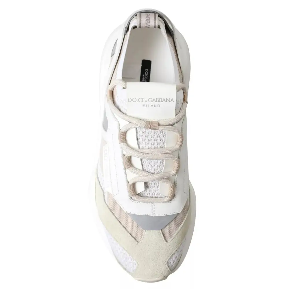 Dolce & Gabbana Turnschuhe Weiß Beige Leder Sport DAYMASTER Schuhe - EU35/US4.5