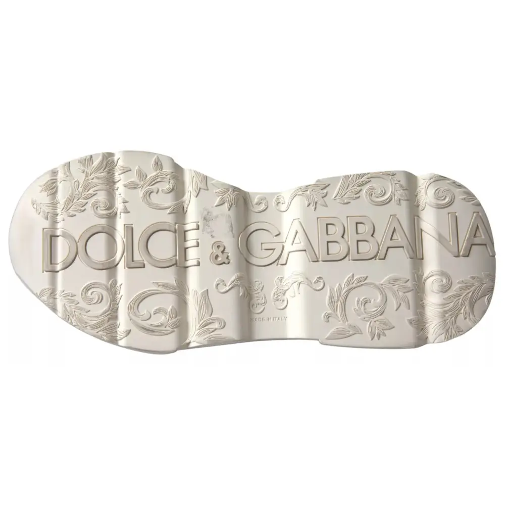 Dolce & Gabbana Turnschuhe Weiß Beige Leder Sport DAYMASTER Schuhe - EU35/US4.5