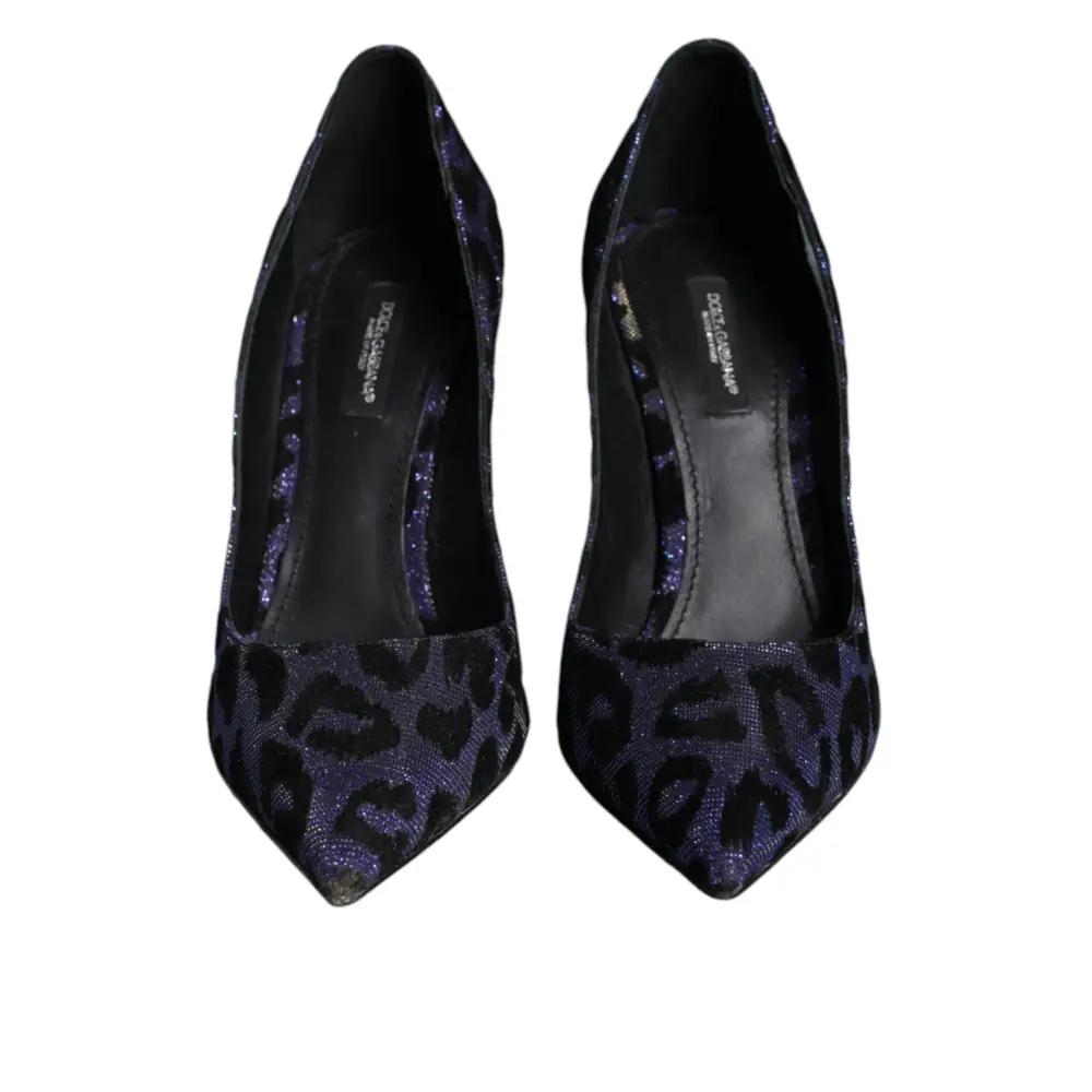 Dolce & Gabbana Violett Leopard Lurex High Heels Pumps Schuhe - EU37/US7