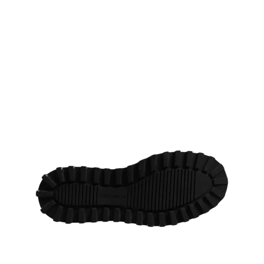 Dolce & Gabbana Weiß Beige DG Logo Mid Calf Stiefel Schuhe - EU44/US11