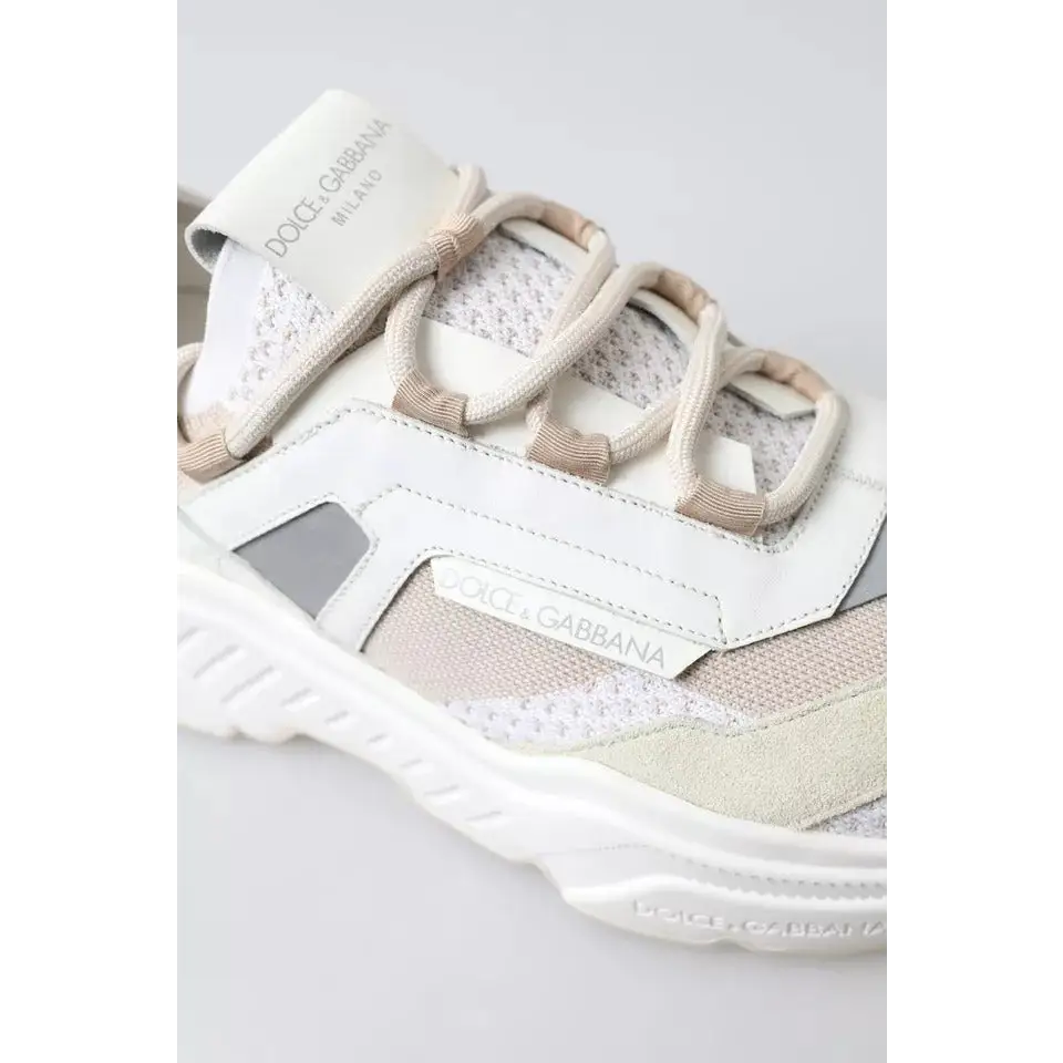 Dolce & Gabbana Weiß Beige Leder Sport DAYMASTER Schuhe Turnschuhe - EU39.5/US6.5