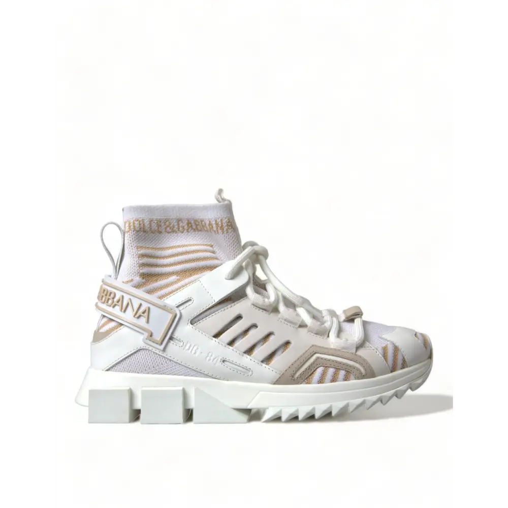 Dolce & Gabbana Weiß Beige Sorrento Socken Sneakers Schuhe - EU37/US6.5