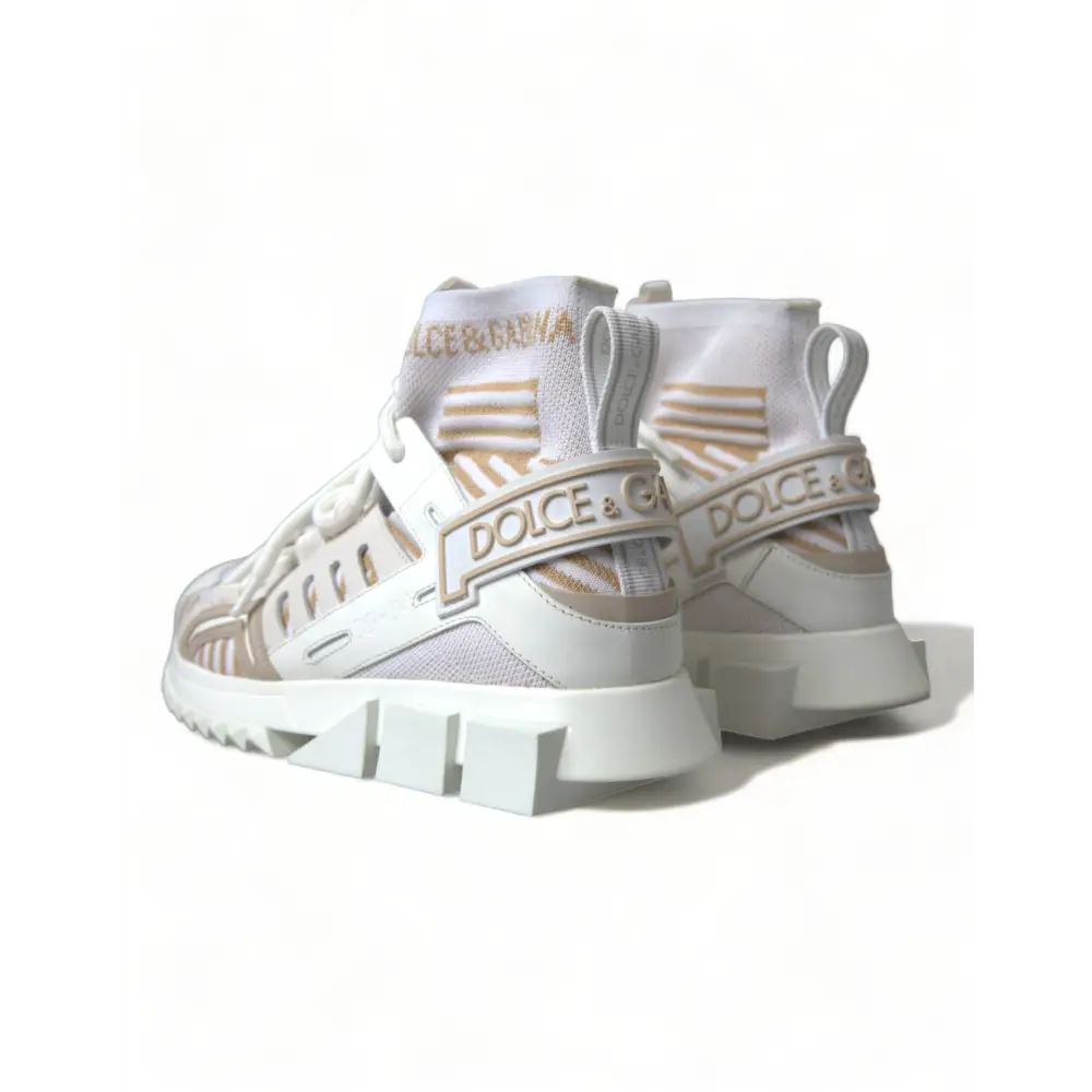 Dolce & Gabbana Weiß Beige Sorrento Socken Sneakers Schuhe - EU37/US6.5