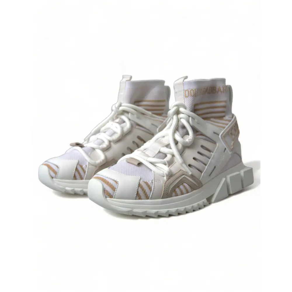 Dolce & Gabbana Weiß Beige Sorrento Socken Sneakers Schuhe - EU37/US6.5