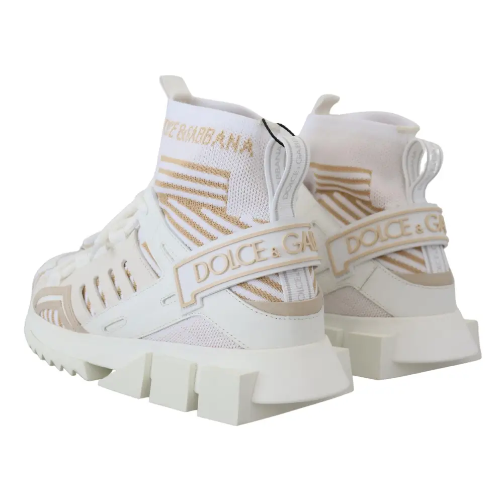 Dolce & Gabbana Weiß Beige Sorrento Turnschuhe Schuhe - EU39/US6