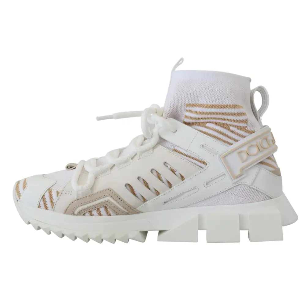 Dolce & Gabbana Weiß Beige Sorrento Turnschuhe Schuhe - EU39/US6