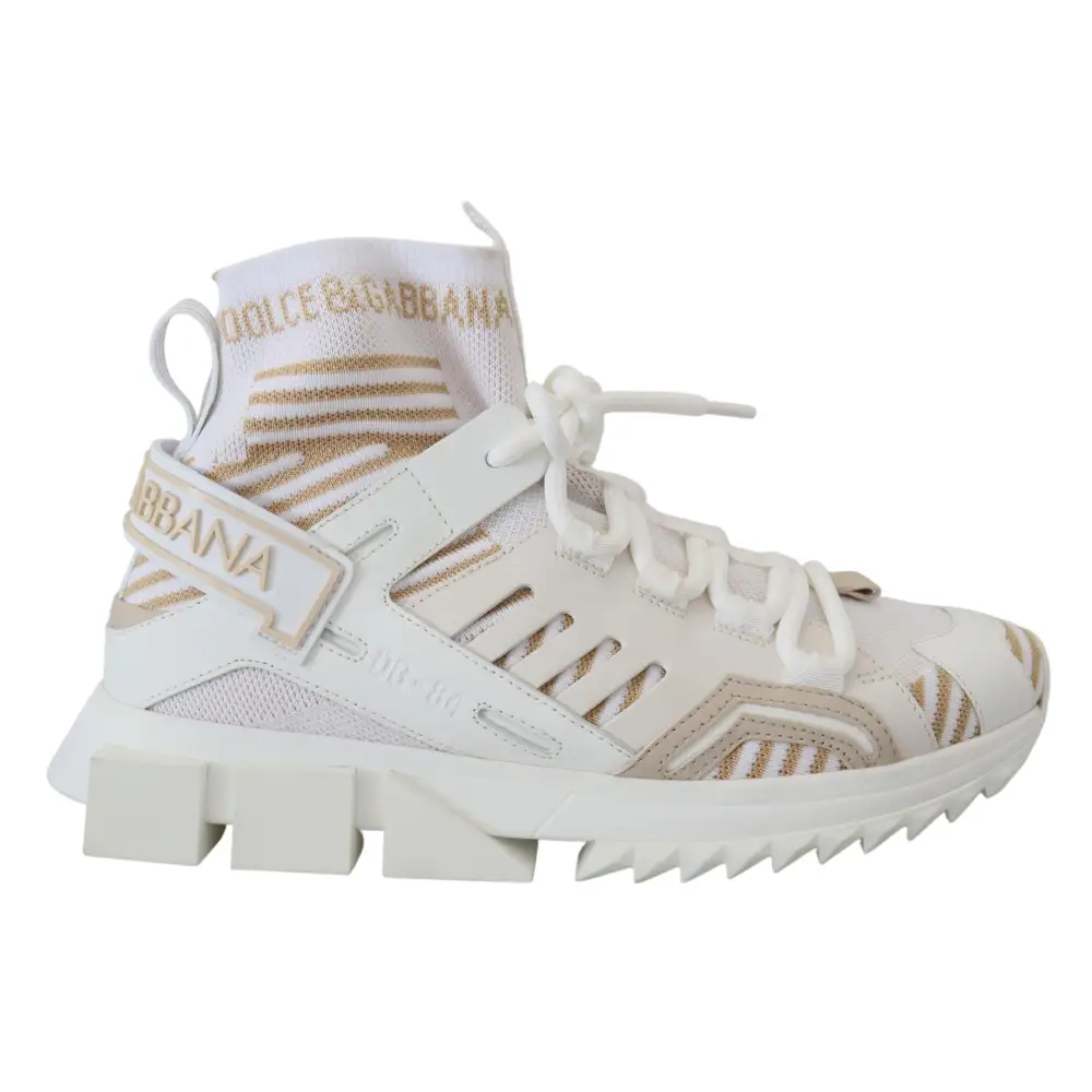 Dolce & Gabbana Weiß Beige Sorrento Turnschuhe Schuhe - EU39/US6
